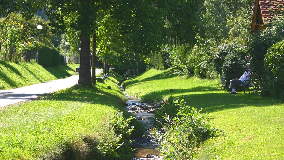 Blick auf den Weiherbach entlang des Weiherbachwegs in Bad Schwanberg