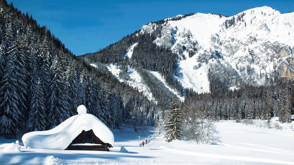 Eisenerzer Ramsau im Winter mit Meterhohem Schnee. Die Häuser sind eingeschneit mit hohem Schnee | © TV ERZBERG LEOBEN