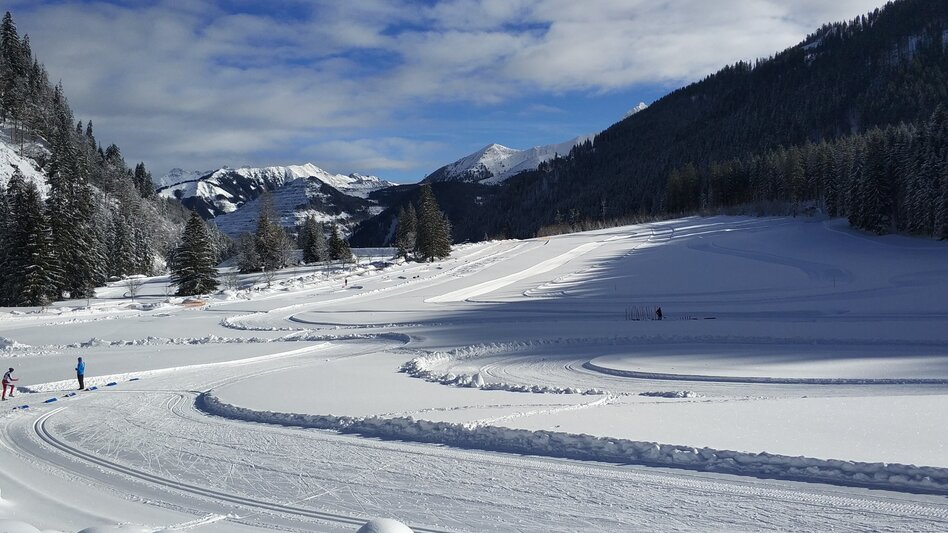 Langlaufstrecke in der Eisenerzer Ramsau umgeben von Bergen und Wäldern. | © NAZ - Nordisches Ausbildungszentrum