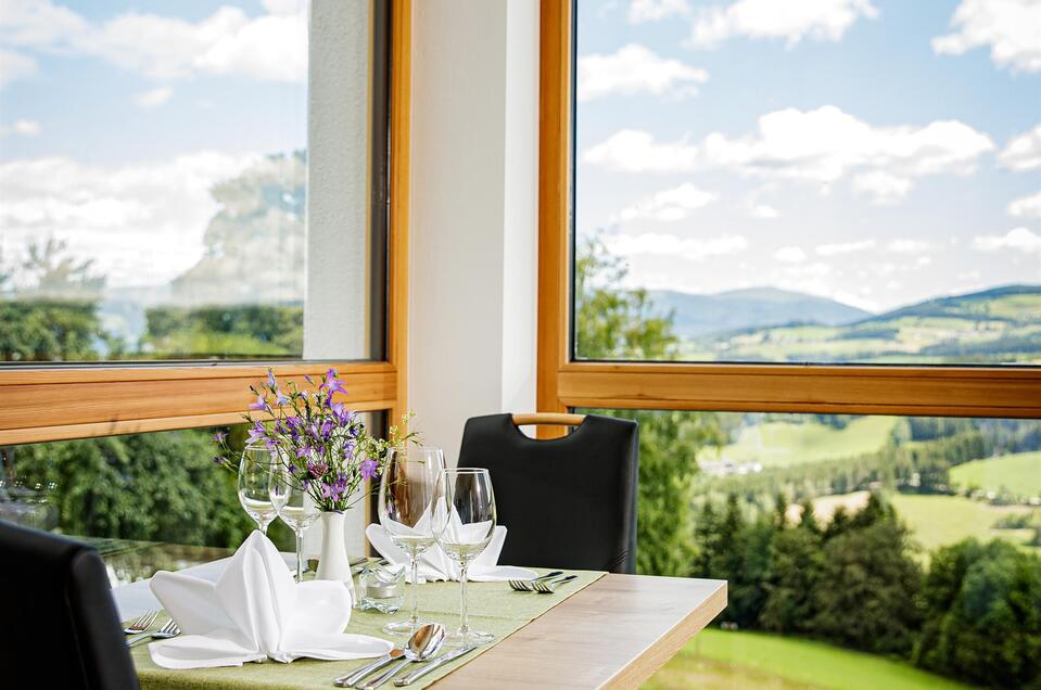 Sitzplatz mit Aussicht im Almblick_Oststeiermark | © Karl Schrotter