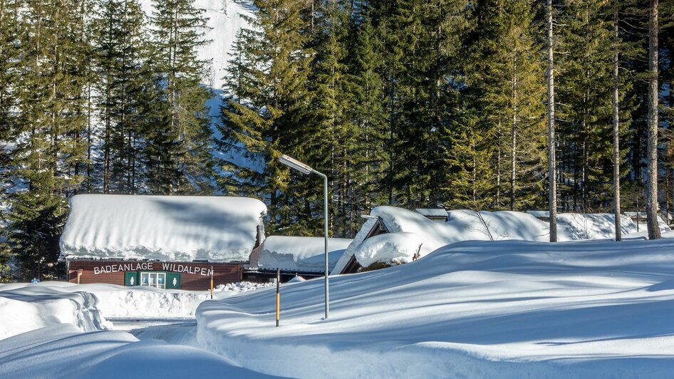 Waldsauna inmitten der Winterlandschaft | © Christian Scheucher