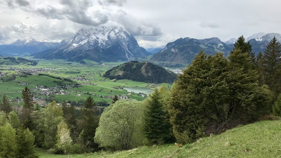 Blick auf Aigen mit dem Putterersee